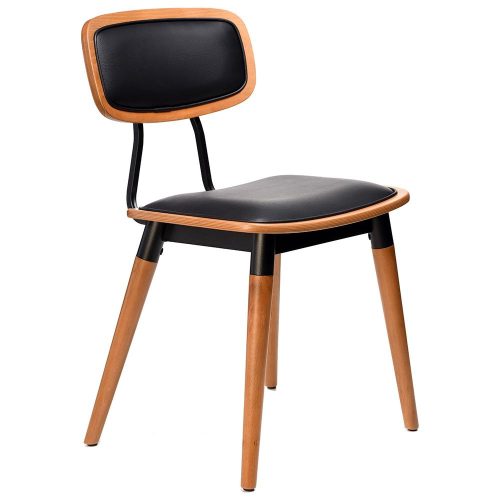 Felicia Timber Chair - Black Vinyl Seat