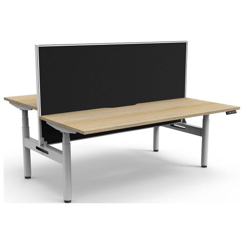 Lift Round Sit-Stand Back-to-Back Workstation with Screen