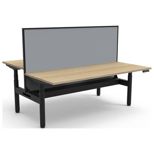 Lift Round Sit-Stand Back-to-Back Workstation with Screen