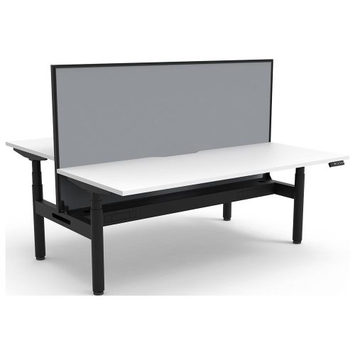 Lift Round Sit-Stand Back-to-Back Workstation with Screen