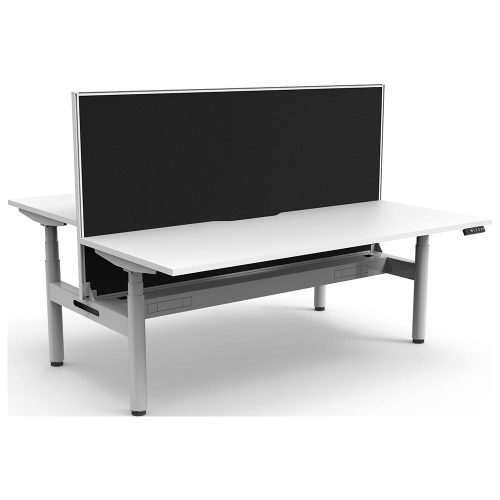 Lift Round Sit-Stand Back-to-Back Workstation with Screen