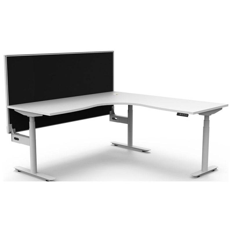 Lift Round SitStand Corner Workstation with Screen Empire Furniture