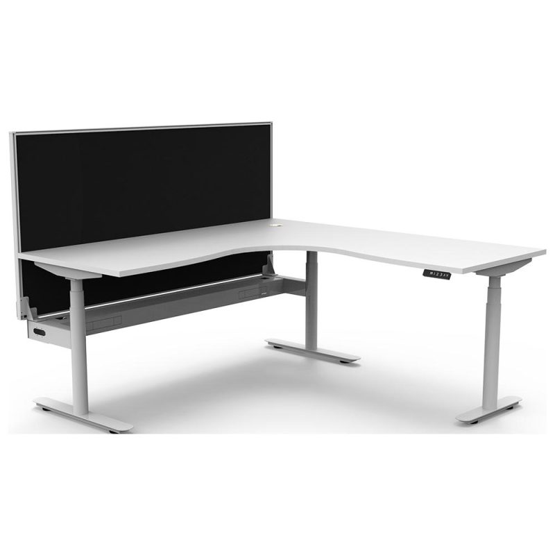 Lift Round SitStand Corner Workstation with Screen Empire Furniture